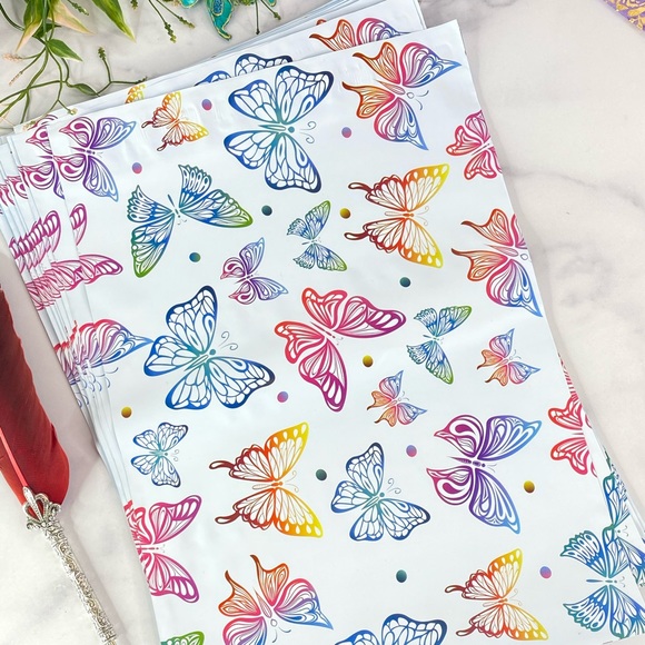 25 10X13 Rainbow Butterfly Poly Mailers PRICE FIRM - Picture 2 of 5